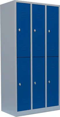 Produktbild von Spind Garderobenschrank Fächerschrank Schließfachschrank 6 Fächer graublau 520231