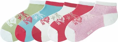 Produktbild von H.I.S. Sneakersocken Kurze bunte Damen Socken 5 -teilig 1x weiß, 1x pink, 1x hellgrün, 1x rosa, 1x hellblau Größe 39/42