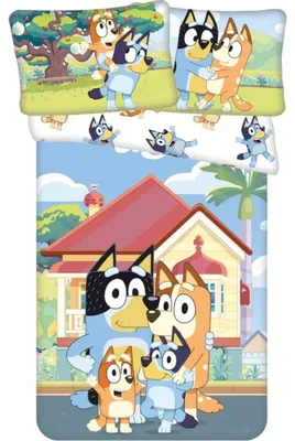 Imagen del producto de Juego de sábanas para cuna Bluey 061, tamaño bebé, 100x135 cm, y funda de almohada 40x60 cm