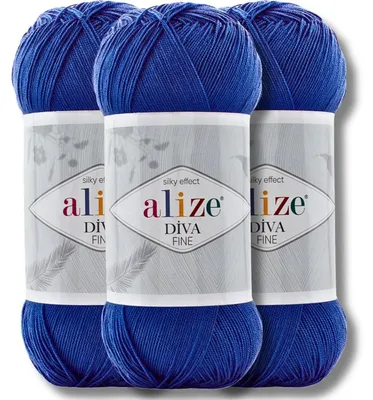 Obrázek produktu pro Alize 3x 100g příze Diva Fine, jednobarevná, vhodná pro háčkování a pletení (132)