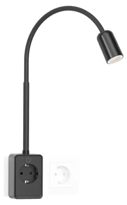 Produktbild von Leselampe, dimmbar, LED, flexibler Schwanenhals, Schwarz