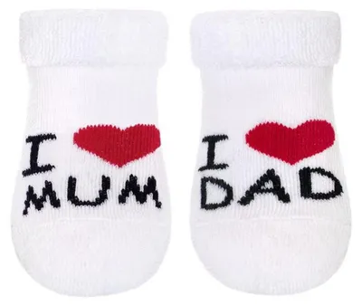 Obrázek produktu pro Kojenecké froté ponožky New Baby bílé I Love Mum and Dad, vel. 62 (3-6m)