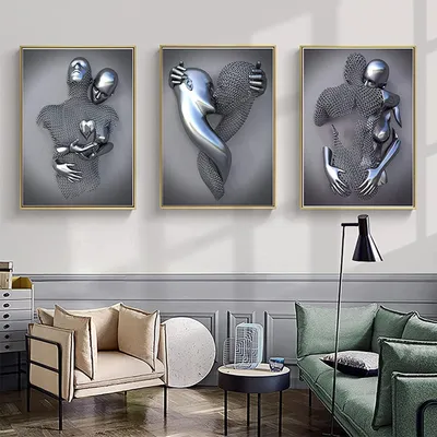 Image de Tableau décoratif - Décoration murale - Affiche artistique - Triptyque en 3 parties - 60 x 80 cm