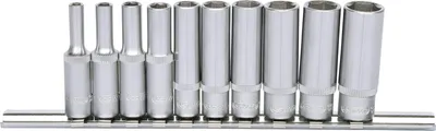 Produktbild von KS Tools 917.0610, Steckschlüssel-Satz, 1/4", 10 Kopf/Köpfe, Chrom-Vanadium-Stahl, DIN 3120, ISO 1174, DIN 3124, ISO 2725, 360 g