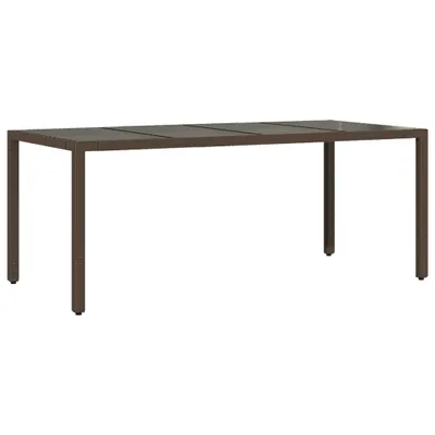 Produktbild von Gartentisch mit Glasplatte Braun 190x90x75 cm Poly Rattan