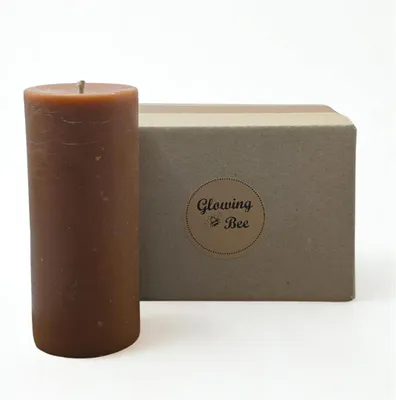Productafbeelding van Natuurlijke Handgemaakte Pillar Bijenwas Kaars 390g 150x60mm - 60hr Burn (1pc) (Bruin)