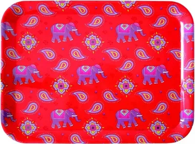 Produktbild von Serviertablett Elefant Kashmir Tablett rot ca 33 x 43 cm