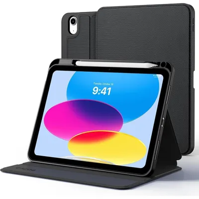 Image de Étui de protection pour iPad 10e/11e génération, avec support pour stylet, type folio, couleur noire