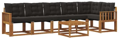 Produktbild von vidaXL Outdoor-Sofagarnitur mit Kissen 7 pcs Natürlich und Schwarz