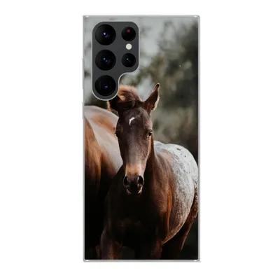 Produktbild von MuchoWow® Handyhülle Schutzhülle Hülle für Samsung Galaxy S22 Ultra Pferde - Wald - Berge Silikon Softcase Handy Hülle - Abbildung
