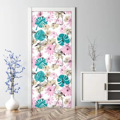 Produktbild von Dekorative Türaufkleber selbstklebend Klebefolie Aufkleber Rosa Flamingo rosa 77 x 200 cm