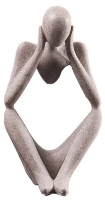 Image de Figurine abstraite en résine représentant un penseur, idéale pour les intérieurs