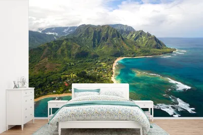 Produktbild von MuchoWow® Fototapete für Wohnzimmer oder Schlafzimmer Wandtapete Vinyl Motivtapete Hawaii - Insel - Himmel - 360x240 cm - Vinyl-Tapete