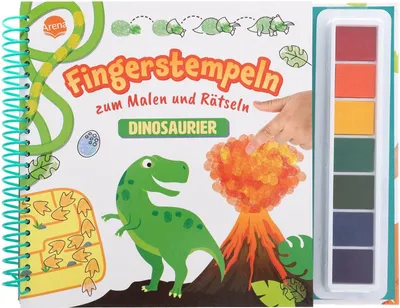 Produktbild von Fingerstempeln zum Malen und Rätseln. Dinosaurier