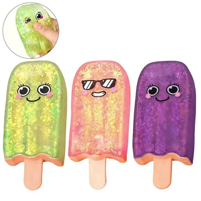 Produktbild von 3er Set Eiscreme Squishy Stressball, Weiches Quetschspielzeug Antistress Fidget Toy für Kindergeburtstag & Erwachsene