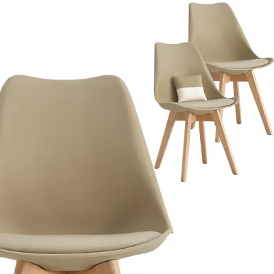 Zdjęcie produktu dla Zestaw 2 krzeseł w stylu skandynawskim do jadalni i salonu – Beige Caffe Viking