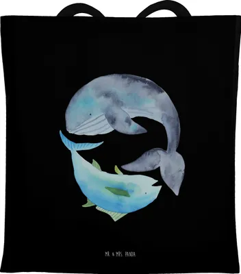 Produktbild von Mr. & Mrs. Panda Tote Bag Walfisch Thunfisch - Schwarz - Geschenk, Jutebeutel, Shopping Tasche, Spruch Lustig, Des Tages, Baumwolltasche, Wahl, Lustige Sprüche, Uni, Witz