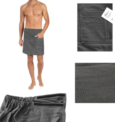 Produktbild von ARLI Saunatuch Herren anthrazit Saunakilt Sarong Kilt Wellness Klettverschluss 100% Baumwolle