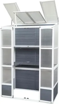 Immagine prodotto di HOME DELUXE Serra addossata YANA GREEN – Grigio | Serra in alluminio con pannelli in policarbonato per terrazza e giardino