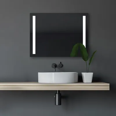 Produktbild von LED Badspiegel 80×60 cm, Aluminiumrahmen, Lichtfarbe neutralweiß, IP24