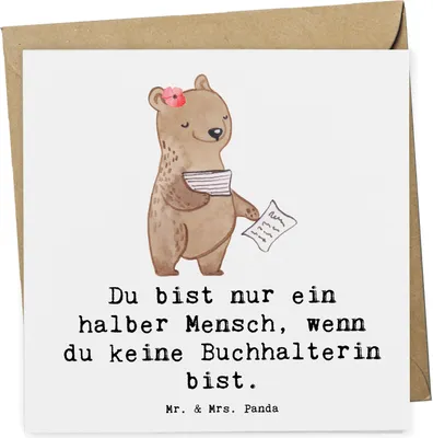 Produktbild von Mr. & Mrs. Panda Grußkarte Buchhalterin Herz - Weiß - Geschenk, Buchhalter, Witzig, Spruch, anlasskarte, Lustig, Beruf, Klappkarte, Glückwunschkarte, doppelkarte