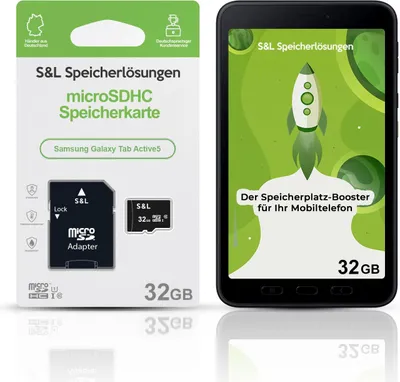 Produktbild von microSD Speicherkarte S&L für Samsung Galaxy Tab Active5 - Speicherkapazität: 32 GB