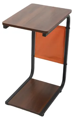 Obrázek produktu pro Odkládací stolek ve tvaru písmene C – konferenční stolek/noční stolek – malý, čtvercový, kompaktní – lze zasunout pod pohovku/postel – mobilní – hnědý