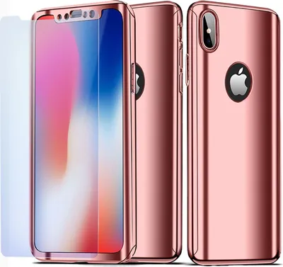 Immagine prodotto di NALIA Custodia per telefono cellulare a 360 gradi per Apple iPhone XS Max, copertura completa e custodia protettiva in vetro oro rosa