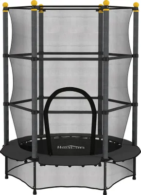 Produktbild von Kinder Trampolin Ø140 cm mit Sicherheitsnetz für Innen & Außen, Stahlrahmen, bis 50 kg belastbar, Schwarz