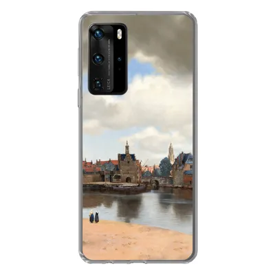 Produktbild von MuchoWow® Handyhülle Schutzhülle Hülle für Huawei P40 Pro Ansicht von Delft - Gemälde von Johannes Vermeer Silikon Softcase Handy Hülle - Schutz