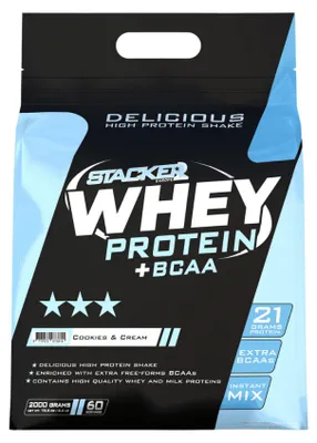 Produktbild von Stacker2 Whey Protein + BCAA (2000g) Cookies & Cream - Eiweiße - Protein-Mischung