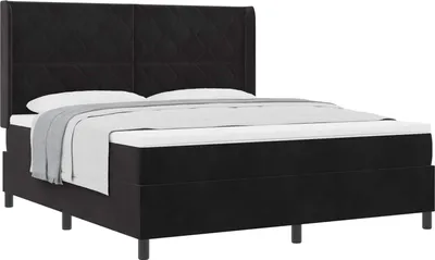 Image de Lit boxspring avec matelas noir 180 x 200 cm velours