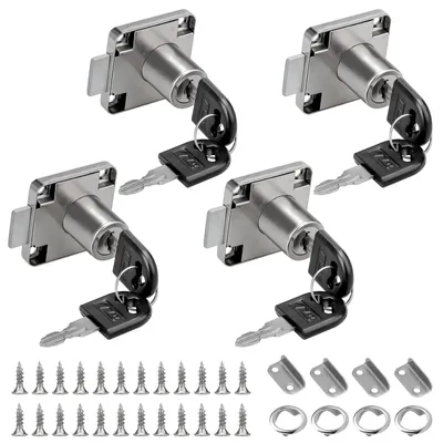 Produktbild von Möbelschloss Schrankschloss Schubladenschloss - 22 mm - Set mit 4 Stück - Mit Schlüssel - Zinklegierung und Stahl