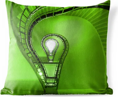 Produktbild von MuchoWow® Outdoor Kissen - Glühbirne in Wendeltreppe - 50x50 cm - Wetterfest - Lounge Kissen - Komfortabel - Kissen mit Bild