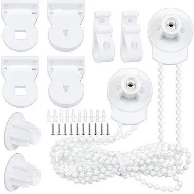 Productafbeelding van Unyqoos® Vervangingsset van 2 stuks voor rolluik van 25 mm – Rolluikbevestiging met wandhouders en parelketting, wit – LOUZIR