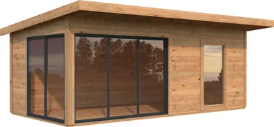 Produktbild von Palmako Gartenhaus Andrea 17,1 m² Slide Plus mit Isolierglas-Schiebetür - 44 mm Hellbraun tauchgrundiert