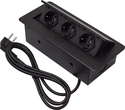 Produktbild von Einbausteckdose Tischsteckdose Küche Wand 3-Fach Steckdose 230V Schuko Schwarz