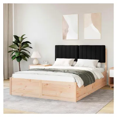 Produktbild von Bettgestell mit gepolstertem Kopfteil Schwarz 135 x 190 cm