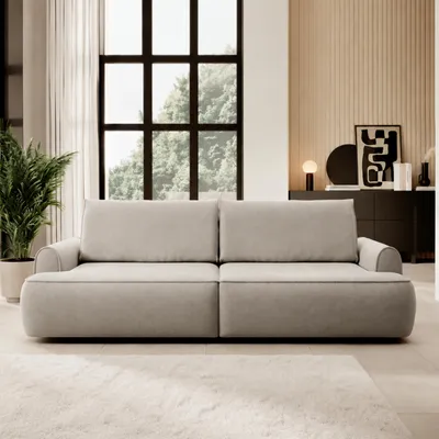 Produktbild von Sofa mit Schlaffunktion grau mit Bettkasten