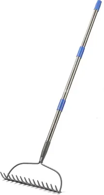 Produktbild von Famanu Gartenrechen 14 Zinken mit 152 cm Stiel - Ideal zum Jäten und Düngen