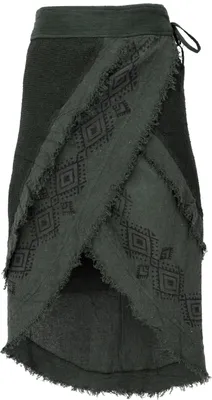 Produktbild von Goa Wickelrock, Tribal Lagenlook Rock, Boho Rock - Grün, Damen, Baumwolle, Röcke