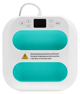 Produktbild von Tragbare Hitzepresse - 23x23 cm Transferpresse - 1000W Leistung - 85-205°C Temperaturbereich - 0-600 s Timer - Für T-Shirts und Taschen - Grün
