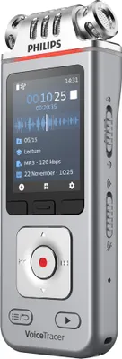 Zdjęcie produktu dla Philips Voice Tracer DVT4110/00, 36 h, Stereo (ST), MP3, WAV, 16 Ω, 58 dB, 50 - 20000 Hz