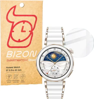 Image de Verre trempé pour Huawei Watch GT 5 Pro 42 mm, Bizon Glass Watch Clear, Transparent
