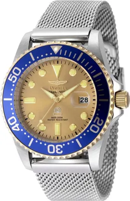 Zdjęcie produktu dla Invicta Pro Diver 48216 Zegarek Męski - Mechanizm Kwarcowy - Stal Nierdzewna ze Złotą Tarcza - 42 mm