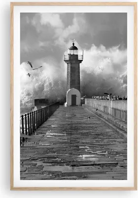 Produktbild von Gerahmtes Poster - Rahmen in heller Eiche - Laterne Meer Portugal - 61x91,5 cm - Wand Bild - Wanddeko - Wandbilder - Kunstposter - Wandposter - Bilderrahmen - Bilder - Kunstdruck - P2NPA61x91-4913