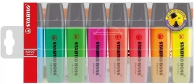 Image de Surligneurs - STABILO BOSS ORIGINAL - Pack de 8 - avec 8 couleurs différentes