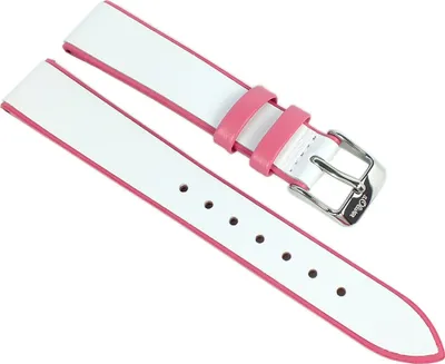 Produktbild von s.Oliver Uhrenarmband 16mm pink / weiß glatt Lederband →  SO-2611-LQ