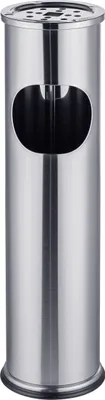 Produktbild von Relaxdays Standaschenbecher mit Abfallöffnung, Metall, 8 l, Rauchersäule, HxD: 56x15 cm, Raucherstation, Metall, silber