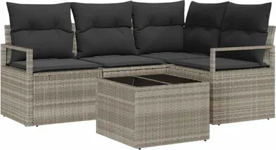 Image de Ensemble de Canapés 5 pcs Gris clair polyrotin